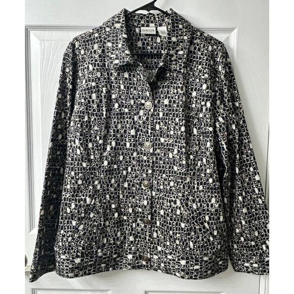 Excellent Condition | Chico’s | Abstract Print Button Up Jacket | Size 3 (16) - Picture 1 of 9